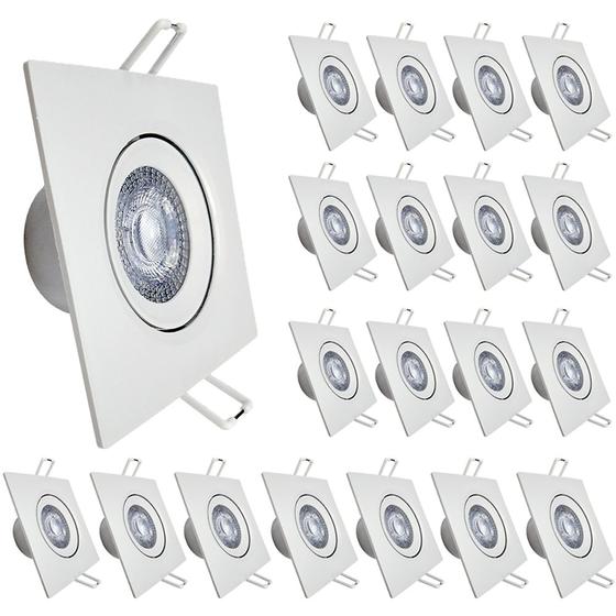 Imagem de Kit 20 Spot Led Embutir 5w Quadrado 6500k branco frio Avant