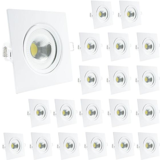 Imagem de Kit 20 Spot Led Embutir 7w Quadrado 6500k branco frio Avant