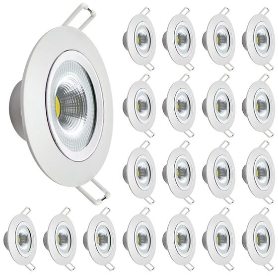 Imagem de kit 20 Spot Led Embutir 7w Redondo 3000k Amarelo - Avant