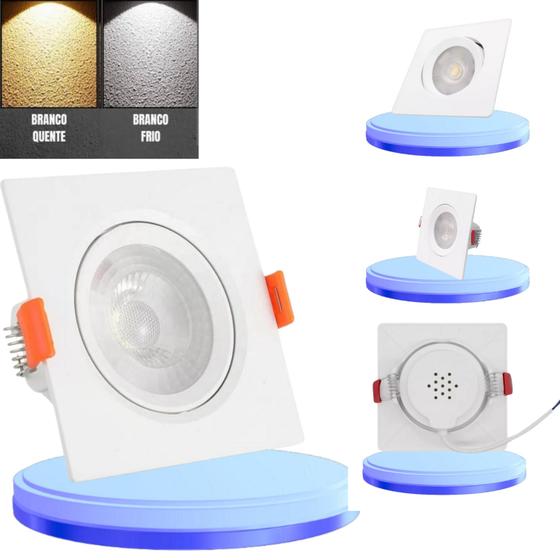 Imagem de Kit 20 Spot Led Quadrado Embutir Direcionável 9W Frio 6500k Ou Branca Quente 3500k 110V/220V Bivolt