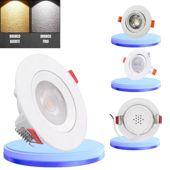 Imagem de Kit 20 Spot Led Redondo Embutir Direcionável 9W Frio 6500k Ou Branca Quente 3500k 110V/220V Bivolt
