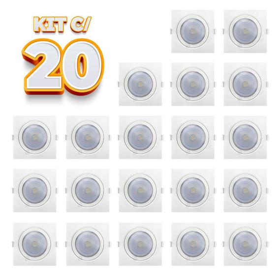 Imagem de Kit 20 Spots LED Taschibra AllTop Embutir Quadrado PAR30 10W 45