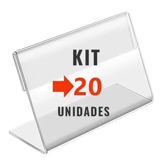 Imagem de Kit 20 Suporte Etiqueta Preço Para Gondola Balcao Acrilico