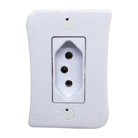 Imagem de Kit 20 Tomada Simples 10A 2p+t Externo Sobrepor Com Placa Espelho Branco Linha Viena Bivolt 127v e 250v