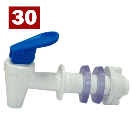 Imagem de Kit 20 Torneiras Para Filtro Barro Branca com Alavanca Azul