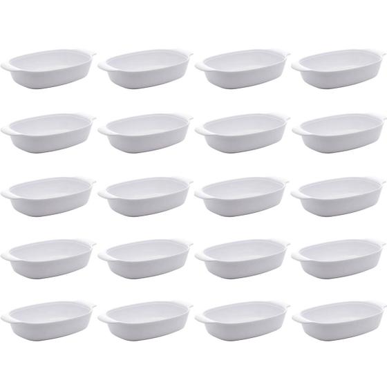 Imagem de Kit 20 Travessas de Melamina para Restaurantes 23cm Milão Lyor Brancas Servir Saladas Entradas