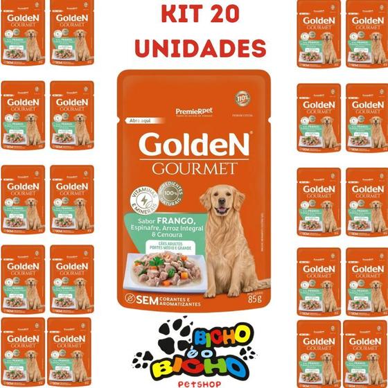 Imagem de Kit 20 Unidades Sachê Golden Gourmet Frango Cães 85g