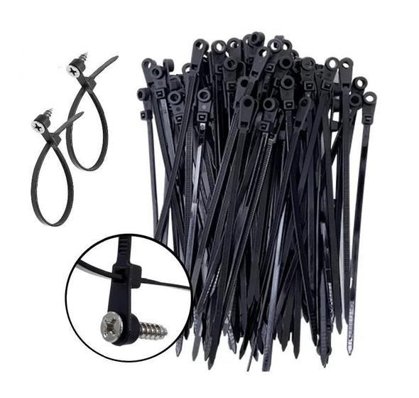 Imagem de Kit 200 Braçadeira Nylon Plástica 4,8X40Cm Com Furo Parafuso