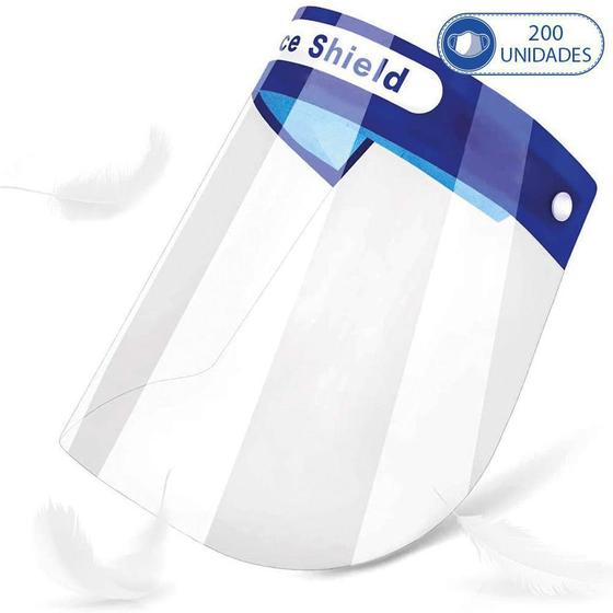 Imagem de Kit 200 Máscaras Anti Respingo FaceShield Transparente Rosto