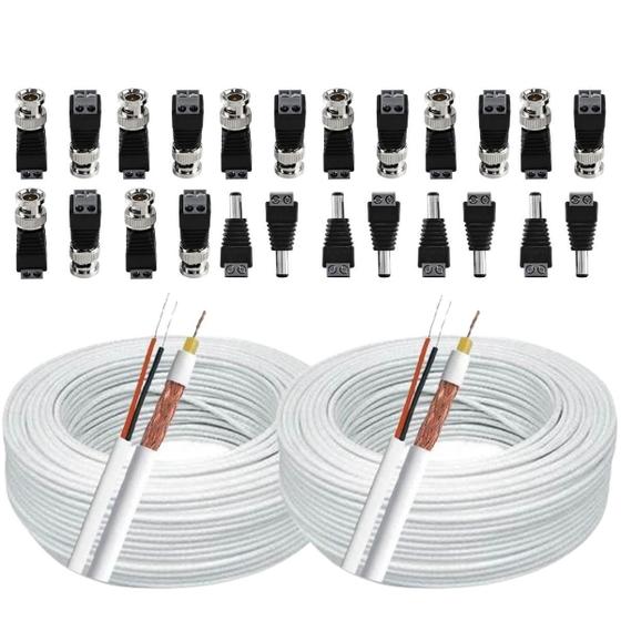 Kit 200 Metros De Cabo Coaxial E Conectores Para 8 Câmeras Intelbras