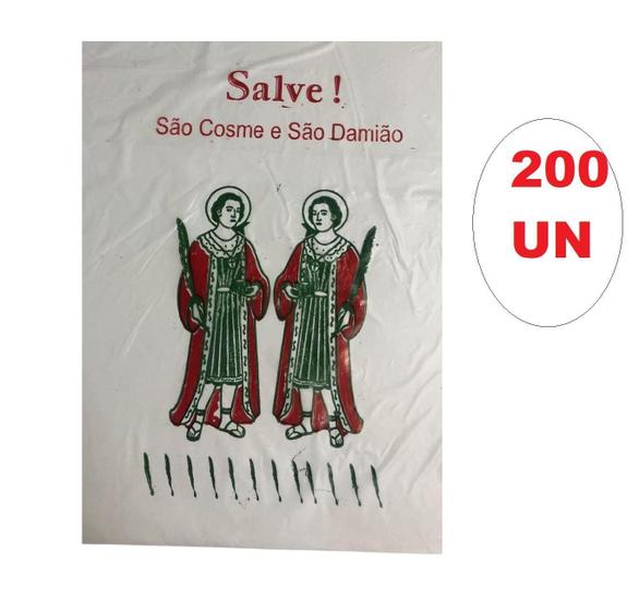 Imagem de Kit 200 Saquinhos De Plástico Festa Cosme E Damião 16X24