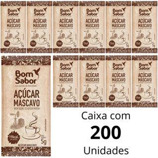 Imagem de  Kit 200 Unidades De Açucar Mascavo Premium Em Sachê De 5 gramas Natural Organico Para Hotel Restaurante