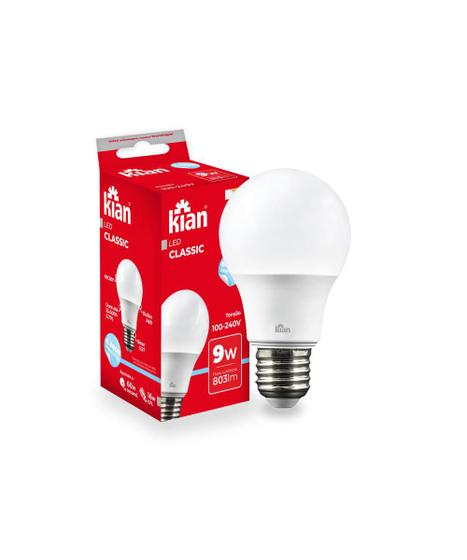 Imagem de Kit 20x Lâmpada Led 9w Bulbo A60 Bivolt Luz Fria 6500k Kian