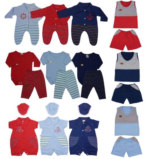 Imagem de Kit 21 Peças Camisa Macacão Calça Bebê Recém-nascido Menino