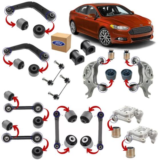 Imagem de Kit 22 buchas bieletas da suspensão traseira fusion fwd 4x2 2013 2014 2015 2016 2017 2018 2019