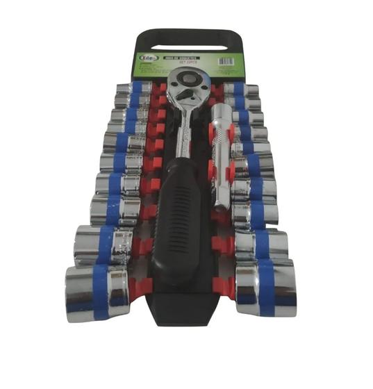 Kit 22 Peças Jogo De Soquetes 1/2 Polegadas Aço Cromo Vanádio Catraca Profissional Menor preço em Kit 22 Peças Jogo De Soquetes 1/2 Polegadas Aço Cromo Vanádio Catraca Profissional