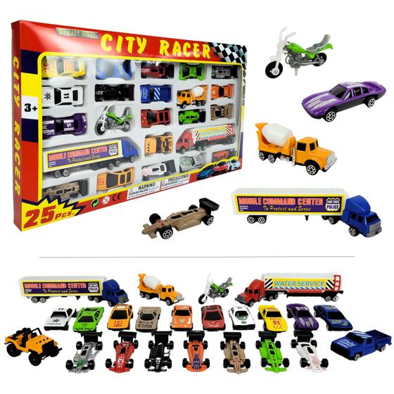 Imagem de Kit 23 Mini Carrinhos Colecionáveis Infantil Miniatura Carro