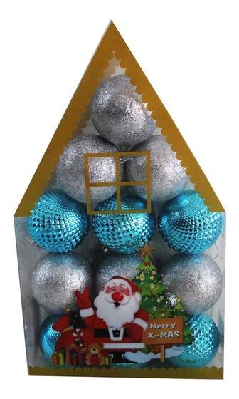 Imagem de Kit 24 Bolinhas De Natal Casinha Bolas Enfeite Arvore Decora