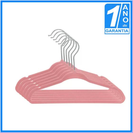 Imagem de Kit 24 Cabides de Veludo Ultrafinos Infantil 28 cm - Rosa