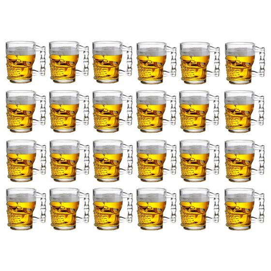 Imagem de Kit 24 Caneca Chopp De Vidro 510ml Caveira Skull Bar Restaurante Cerveja Design Sofisticado Versátil