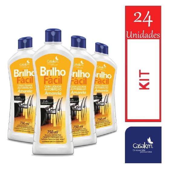Imagem de Kit 24 Cera Liquida Autobrilho 750ml Amarela Brilho Fácil