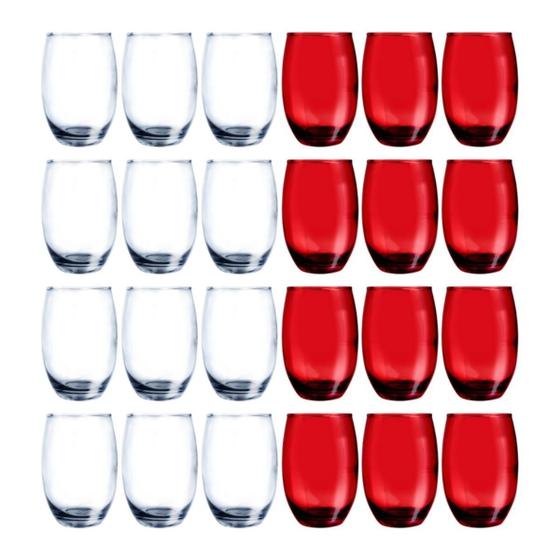 Imagem de kit 24 Copo Vermelho + 12 Copos Transp California Redondo 450ml