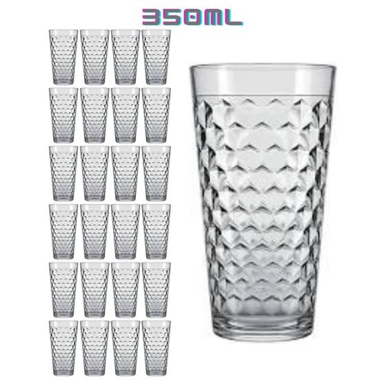 Imagem de Kit 24 Copos 350ml Vidro Marrocos Água Transparente Suco