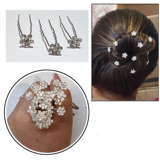 Imagem de Kit 24 grampos ponto de luz strass penteado festa noiva