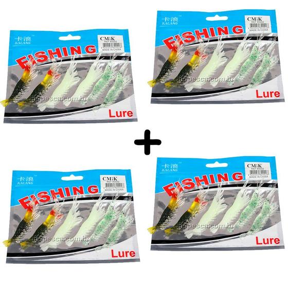 Imagem de Kit 24 Iscas Artificial Camarão Realístico Soft 7cm - Cmik