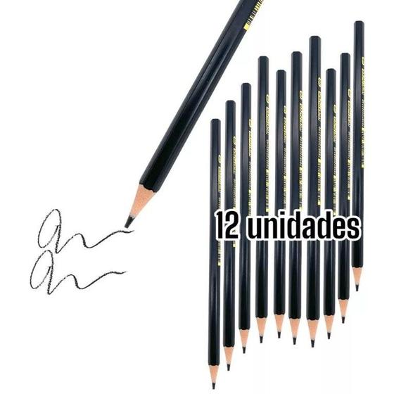 Imagem de Kit 24 lápis de escrever escolar formato sextavado modelo reforçado