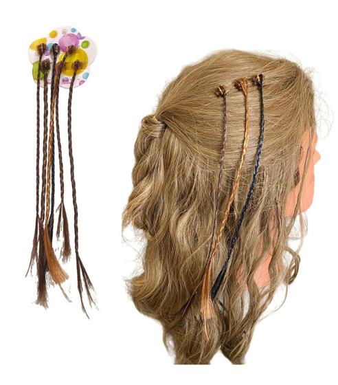 Imagem de Kit 24 Mechas Aplique De Cabelo Com Piranha Infantil