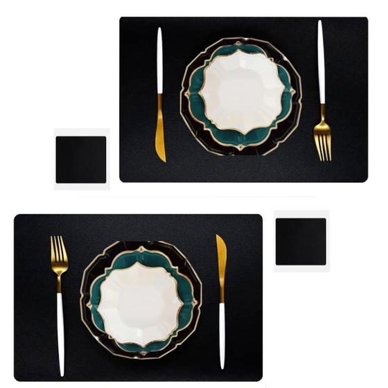 Imagem de Kit 24 Pçs Jogo Americano Mesa Jantar Sala Restaurante Couro