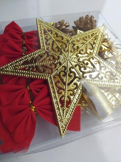 Imagem de Kit 24 Peças Decorativo de Natal Pendentes Dourado