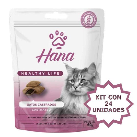 Imagem de Kit 24 Petisco Hana Castrado Gato Petisco Adulto 60g