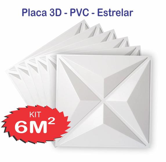 Imagem de Kit 24 placas 3d pvc auto adesiva modelo estrelar