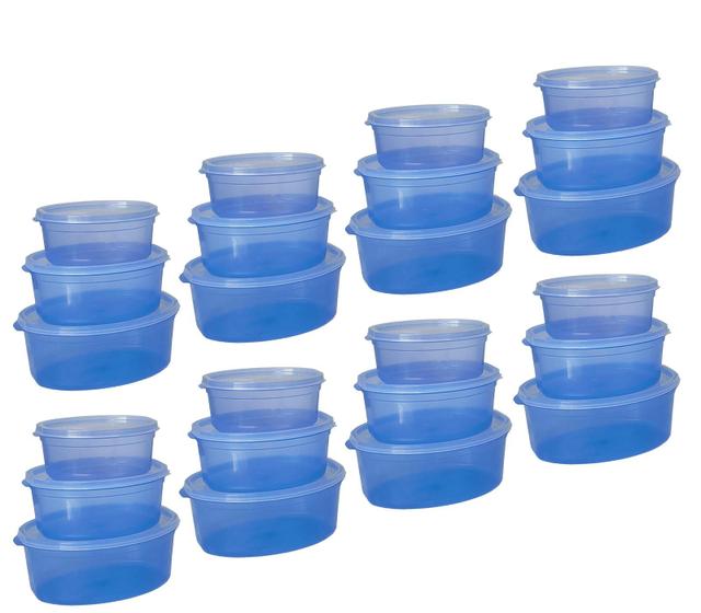 Imagem de kit 24 Potes Herméticos BPA Free PMG - 600, 1100, 1600 ml para Freezer Microondas Mantimento Lava Louças Alimentos Saladas e Marmitas