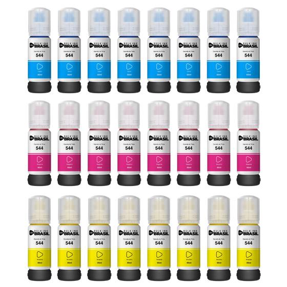 Imagem de KIT 24 Refil de Tinta Para T544 Ciano, Magenta, Amarelo para impressora L3150, L3110, L5190, L3250, L3210, L5290, L5593