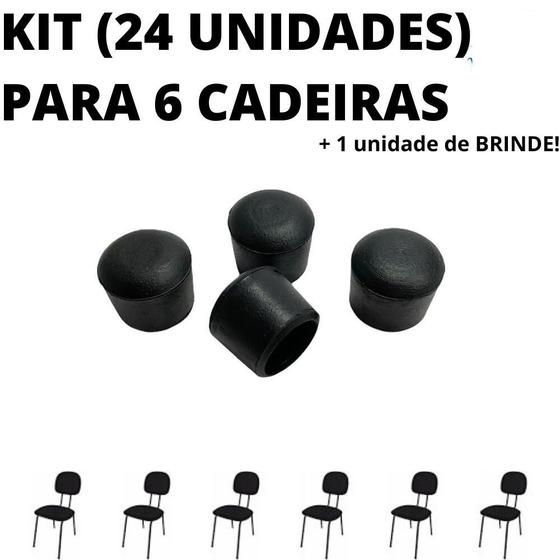 Imagem de Kit 24 Sapata Ponteira Borracha Ponteira 6 Cadeiras 1,6cm 5/8 Polegada