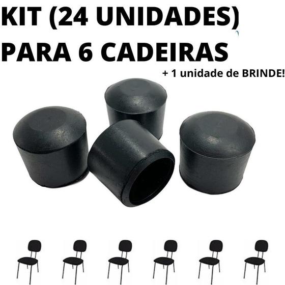 Imagem de Kit 24 Sapata Ponteira Borracha Resistente 6 Cadeiras 1.1/4 Pol 3,2cm