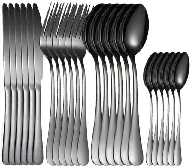Kit 24 Talher Inox Cozinhas Decoradas Garfo Colher Faca Colher De Sobremesa Pacote Menor preço em Kit 24 Talher Inox Cozinhas Decoradas Garfo Colher Faca Colher De Sobremesa Pacote