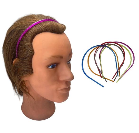 Imagem de Kit 24 Tiaras Arco Liso Colorido Com Glitter 11Cm Carnaval