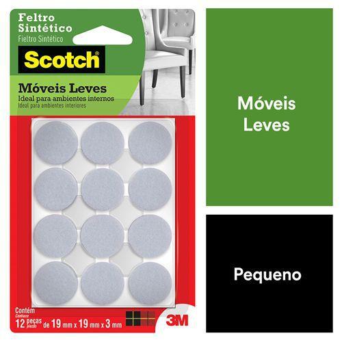 Imagem de Kit 24 Un Feltro Adesivo Moveis Leves Redondo Scotch 3m 19mm