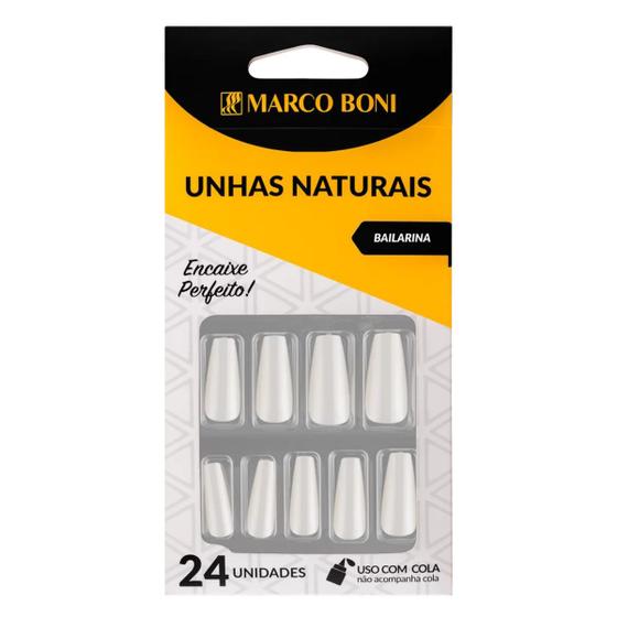 Imagem de Kit 24 Unhas Postiças Naturais Modelo Bailarina Marco Boni