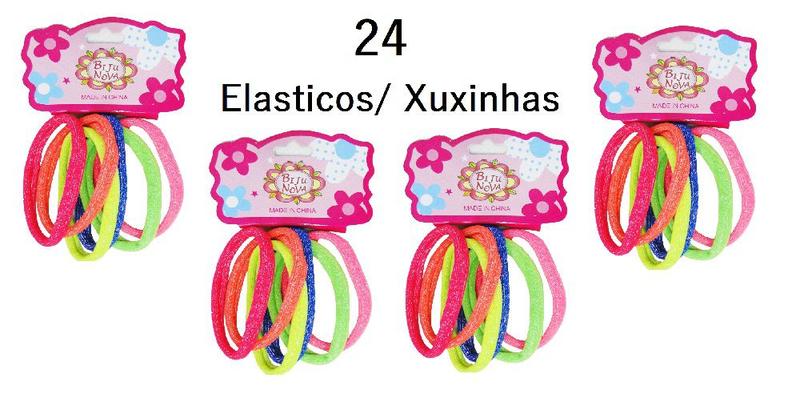 Kit 24 Unidades Liga Elástico Meia Xuxinha Coloridas e com Glitter para  Prender os Cabelos - KOPECK - Elástico para Cabelo - Magazine Luiza