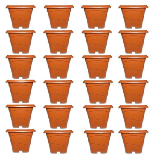 Imagem de Kit 24 Vasos Quadrado Marrom 1 Litro P/Flores Plantas Jardim