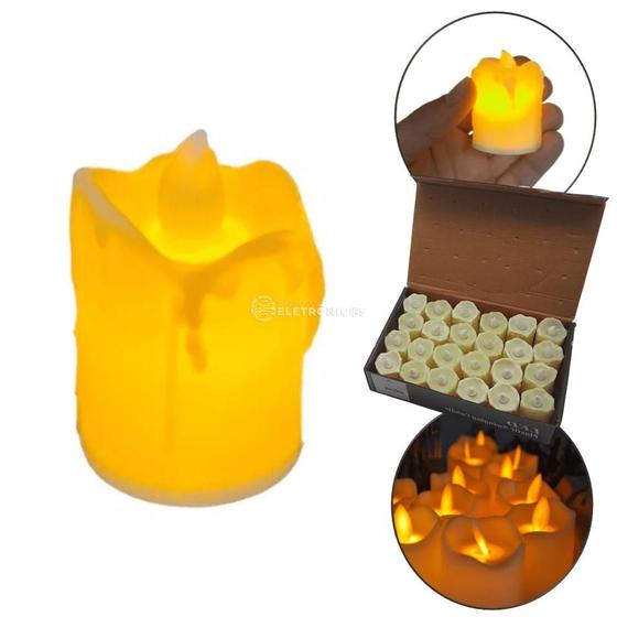 Imagem de KIT 24 Velas De Led Eletrônica Chama Viva Para Decoração Jantar a Luz de Vela 30111