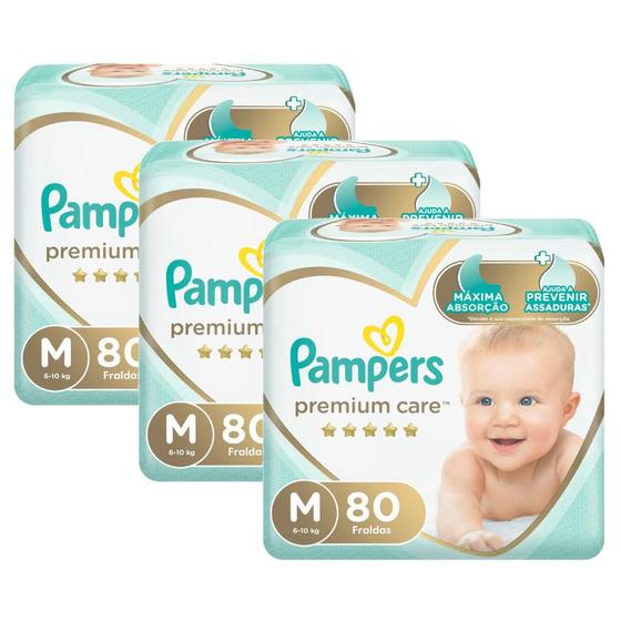 Imagem de Kit 240 Fraldas Pampers Premium Care Nova Jumbo Tamanho M