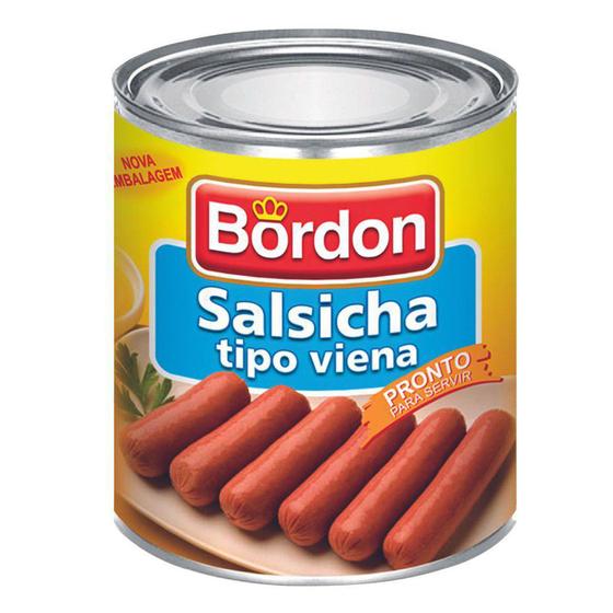 KIT 24un. SALSICHA Viena Bordon Pronto p/ Servir Lata 300g Menor preço em KIT 24un. SALSICHA Viena Bordon Pronto p/ Servir Lata 300g