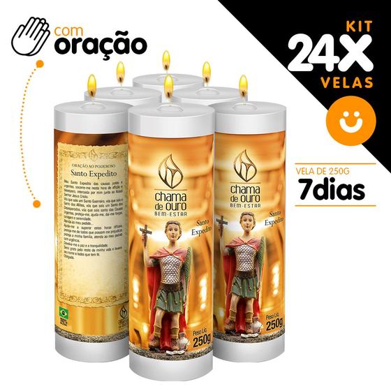 Kit 24x Vela De 7 Dias Velas C/ Imagem Oração Várias Opcoes - Chama de Ouro Imagem de Kit 24x Vela De 7 Dias Velas C/ Imagem Oração Várias Opcoes