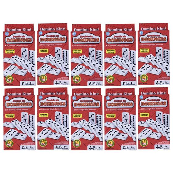 Imagem de Kit 25 caixas de domino branco peças de plástico tradicional